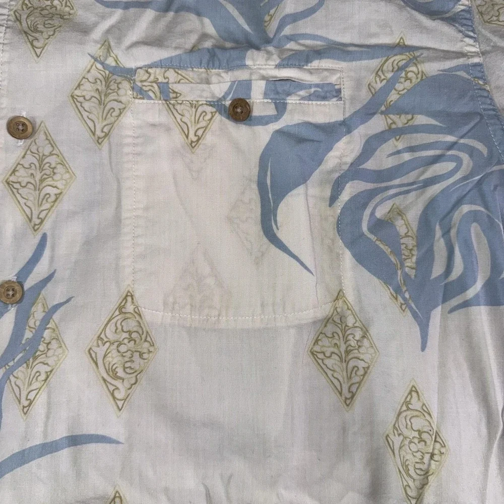 Quiksilver Edition Shirt Mens 2XL White Hawaiian Aloha Button Up Short Sleeve